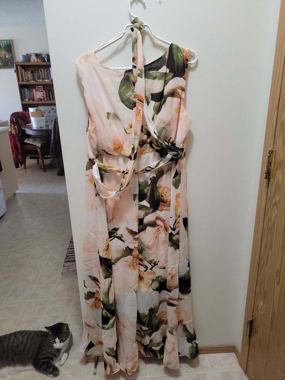 Michel Studio Blush Floral Wrap Maxi Dress with Green Accents - Picture 2 of 3